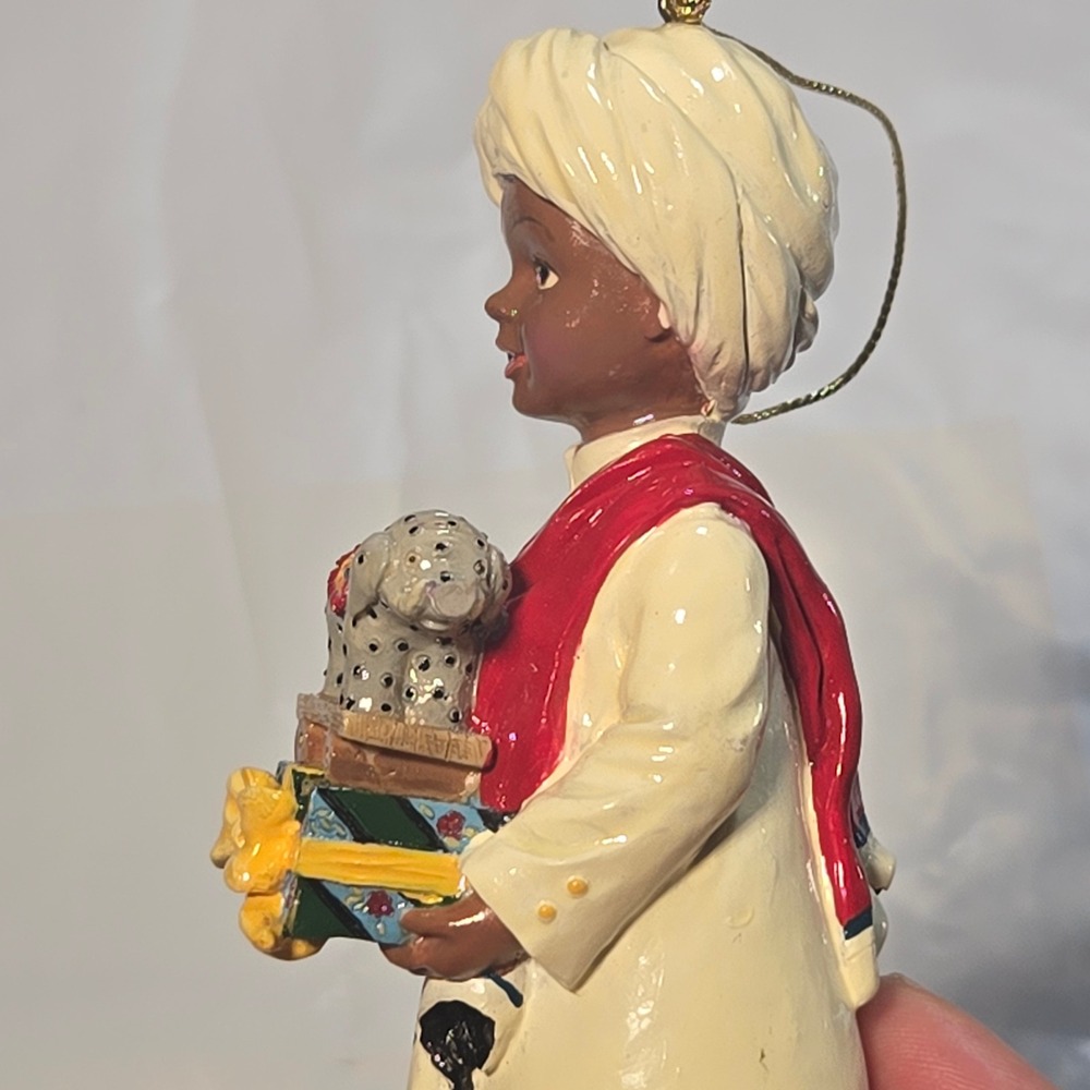 African Heritage Christmas Ornaments Set of 2 Boy with Elephant Girl with Basket - Picture 16 of 16